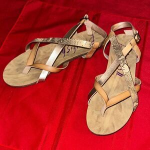 Blowfish Malibu Tan and  Snakeskin Pattern Strappy Sandals Size 11